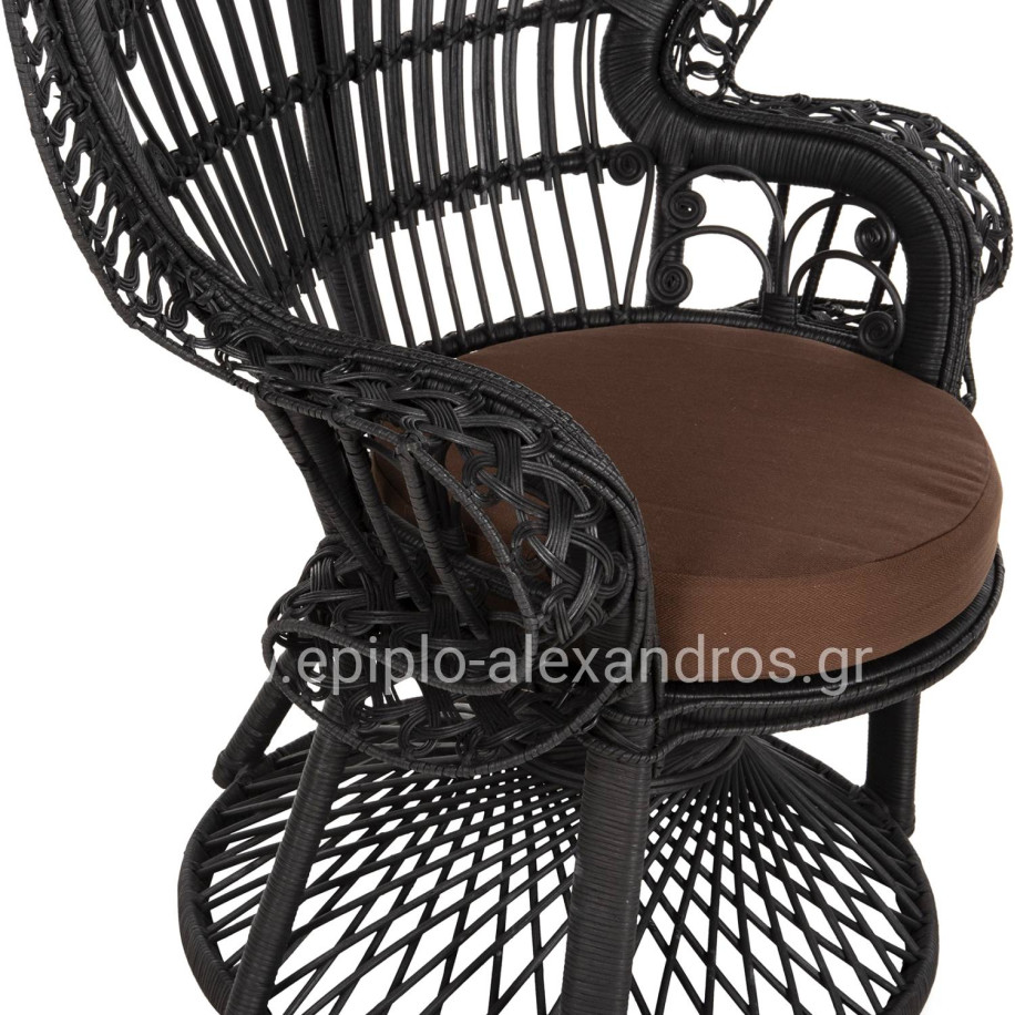 ΠΟΛΥΘΡΟΝΑ ROYAL PEACOCK HM9342.03 RATTAN ΜΑΥΡΟ-ΜΑΞΙΛΑΡΙ ΜΑΥΡΟ 114x72x150Yεκ.
