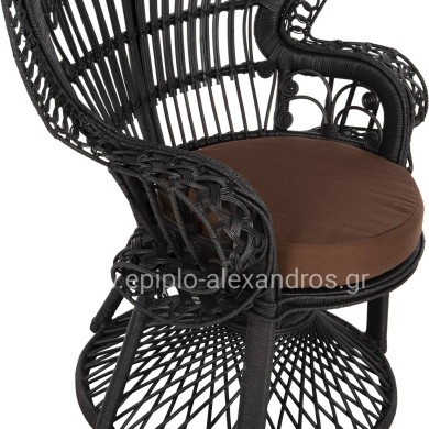 ΠΟΛΥΘΡΟΝΑ ROYAL PEACOCK HM9342.03 RATTAN ΜΑΥΡΟ-ΜΑΞΙΛΑΡΙ ΜΑΥΡΟ 114x72x150Yεκ.