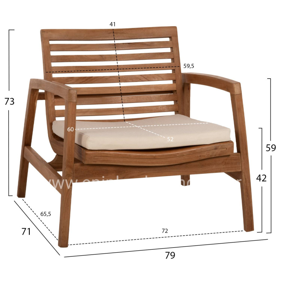 OUTDOOR LOUNGE SET 4PCS DOVER HM9624 RECYCLED TEAK WOOD-CUSHIONS IN MOCHA COLOR