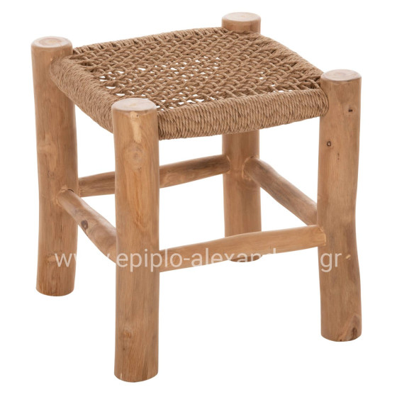 ΣΚΑΜΠΟ LONDER HM5987 ΞΥΛΟ ΤΕΑΚ ΚΑΙ ΣΥΝΘΕΤΙΚΟ RATTAN ΣΕ ΦΥΣΙΚΟ 38x38x40,5Υεκ.