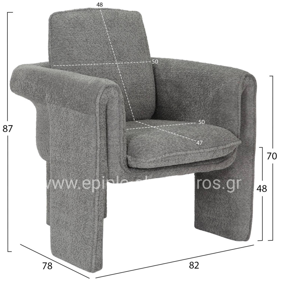 ΠΟΛΥΘΡΟΝΑ CRUSHER HM9681.01 ΓΚΡΙ ΜΠΟΥΚΛΕ ΥΦΑΣΜΑ-ΜΕΤΑΛΛΙΚΟΣ ΣΚΕΛΕΤΟΣ 82x78x87Υεκ.