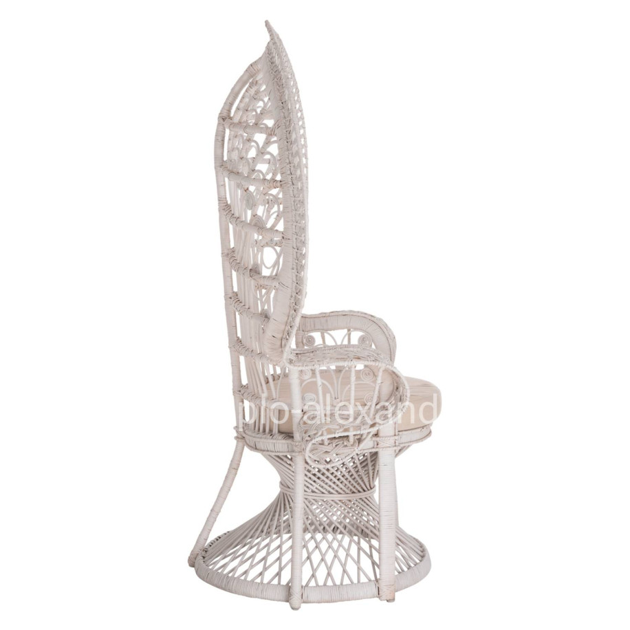 ΠΟΛΥΘΡΟΝΑ ROYAL PEACOCK HM9342.02 RATTAN ΣΕ ΛΕΥΚΟ-ΜΑΞΙΛΑΡΙ ΛΕΥΚΟ 114x72x150Yεκ.