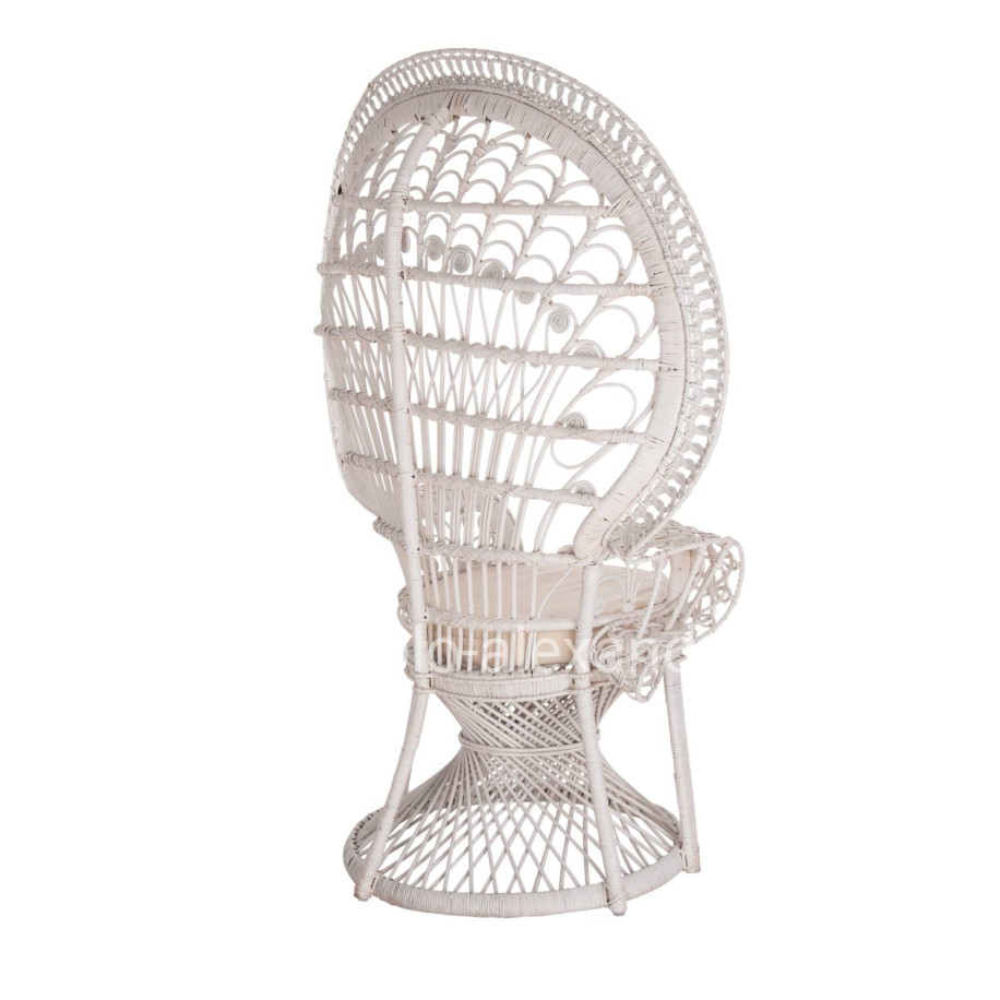 ΠΟΛΥΘΡΟΝΑ ROYAL PEACOCK HM9342.02 RATTAN ΣΕ ΛΕΥΚΟ-ΜΑΞΙΛΑΡΙ ΛΕΥΚΟ 114x72x150Yεκ.