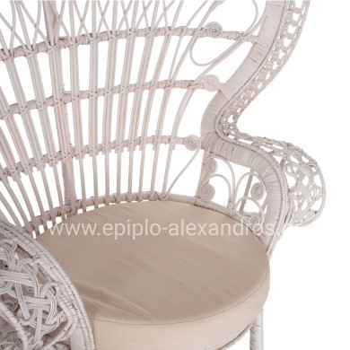 ΠΟΛΥΘΡΟΝΑ ROYAL PEACOCK HM9342.02 RATTAN ΣΕ ΛΕΥΚΟ-ΜΑΞΙΛΑΡΙ ΛΕΥΚΟ 114x72x150Yεκ.