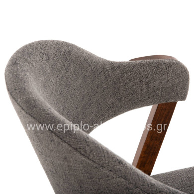 DINING CHAIR RIDER HM9734.01 RUBBERWOOD IN WALNUT COLOR-GREY FABRIC 59x59x83Hcm.