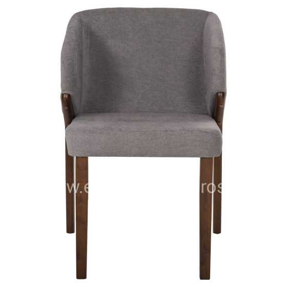DINING CHAIR RADDER HM9749 RUBBERWOOD IN WALNUT COLOR-GREY FABRIC 50x53x77Hcm.