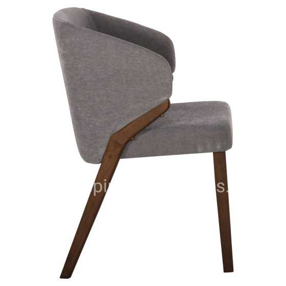 DINING CHAIR RADDER HM9749 RUBBERWOOD IN WALNUT COLOR-GREY FABRIC 50x53x77Hcm.