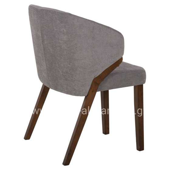 DINING CHAIR RADDER HM9749 RUBBERWOOD IN WALNUT COLOR-GREY FABRIC 50x53x77Hcm.
