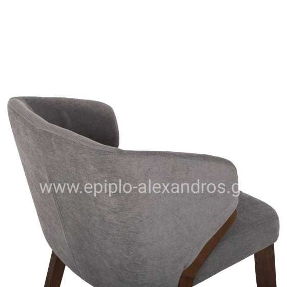 DINING CHAIR RADDER HM9749 RUBBERWOOD IN WALNUT COLOR-GREY FABRIC 50x53x77Hcm.