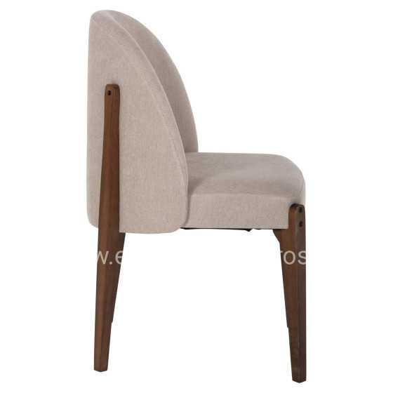 DINING CHAIR RAMMER HM9744.02 RUBBERWOOD IN WALNUT-ECRU FABRIC 57x55x86Hcm.
