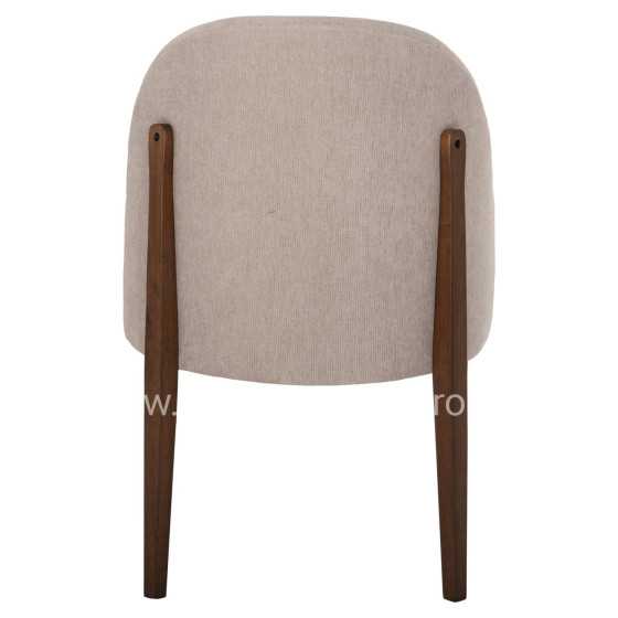 DINING CHAIR RAMMER HM9744.02 RUBBERWOOD IN WALNUT-ECRU FABRIC 57x55x86Hcm.