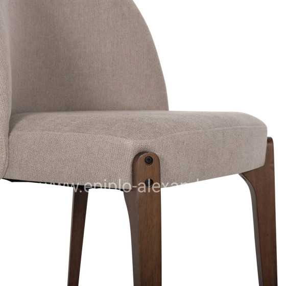 DINING CHAIR RAMMER HM9744.02 RUBBERWOOD IN WALNUT-ECRU FABRIC 57x55x86Hcm.