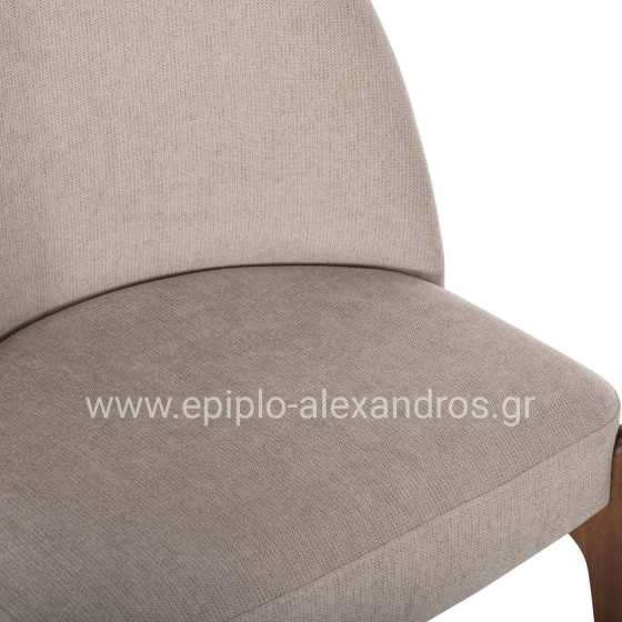 DINING CHAIR RAMMER HM9744.02 RUBBERWOOD IN WALNUT-ECRU FABRIC 57x55x86Hcm.