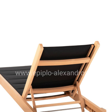 ΞΑΠΛΩΣΤΡΑ MILOS HM10650.03 ΞΥΛΟ ΟΞΙΑΣ ΣΕ ΦΥΣΙΚΟ-ΜΑΥΡΟ TEXTILENE 204x65x31,5-92,5Υ εκ.