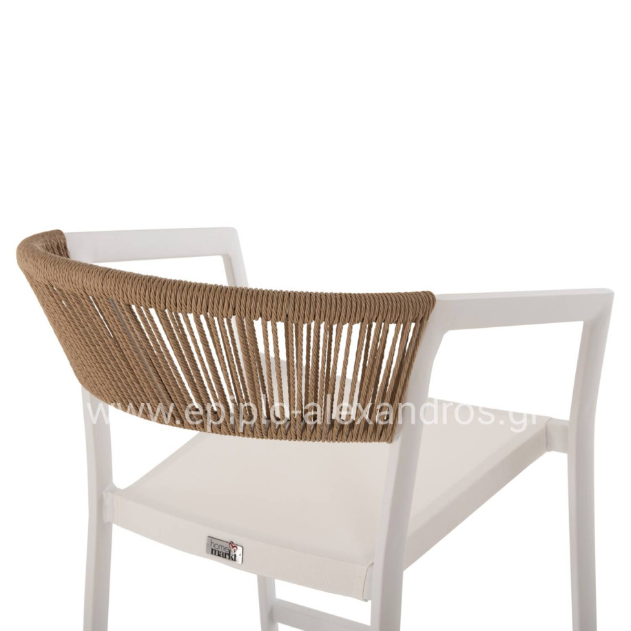 ΣΚΑΜΠΟ ΑΛΟΥΜΙΝΙΟΥ ΛΕΥΚΟ HM5892.32 ΜΕΣ. ΥΨΟΥΣ-ΜE RATTAN & TΕΧΤLINE 57x57x99,5Yεκ.