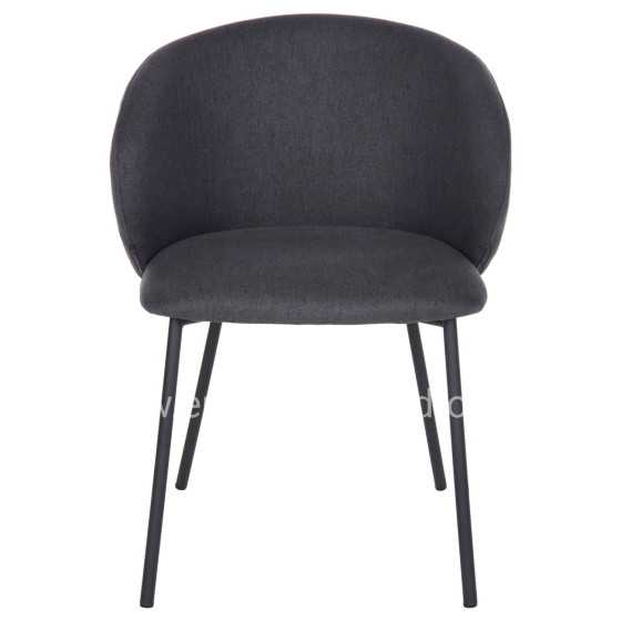 DINING CHAIR ISIAH HM9615.01 GREY FABRIC-BLACK METAL LEGS 56x56x76Hcm.
