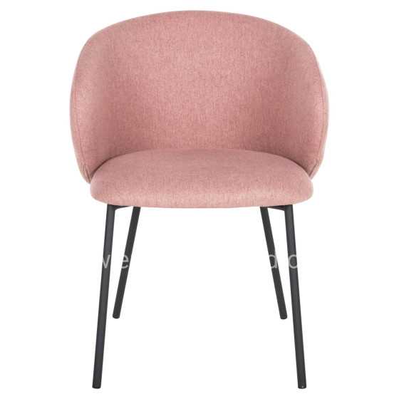 DINING CHAIR ISIAH HM9615.02 DUSTY PINK FABRIC-BLACK METAL LEGS 56x56x76Hcm.