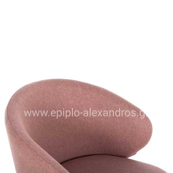 DINING CHAIR ISIAH HM9615.02 DUSTY PINK FABRIC-BLACK METAL LEGS 56x56x76Hcm.