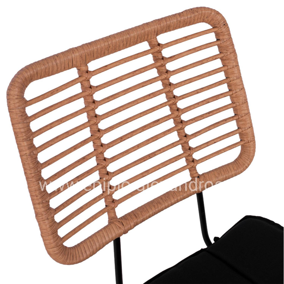 ΚΑΡΕΚΛΑ ΕΞ.ΧΩΡΟΥ ALLEGRA HM5454.11 ΜΕΤΑΛΛΟ&ΜΑΞΙΛΑΡΙ ΜΑΥΡΟ-ΜΠΕΖ WICKER 50,5x49,5x88Υεκ