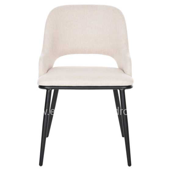 DINING CHAIR DELF HM9617.02 BEIGE FABRIC-BLACK METAL LEGS-WOODEN BACK IN OAK 48x55x76Hcm.