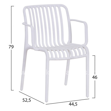 ARMCHAIR OUTDOOR CONVEE HM6105.01 POLYPROPYLENE IN WHITE 55x56x79H cm.