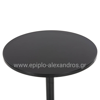 ΤΡΑΠΕΖΙ ΣΤΡΟΓΓΥΛΟ GOSS HM5974.01 ΑΛΟΥΜΙΝΙΟ ΜΑΥΡΟ Φ60x70Υεκ.