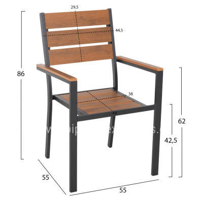 ΠΟΛΥΘΡΟΝΑ ΑΛΟΥΜΙΝΙΟΥ SAGA HM5981.03 ΑΝΘΡΑΚΙ-POLYWOOD ΣΕ ΦΥΣΙΚΟ 55x55x86Υεκ.