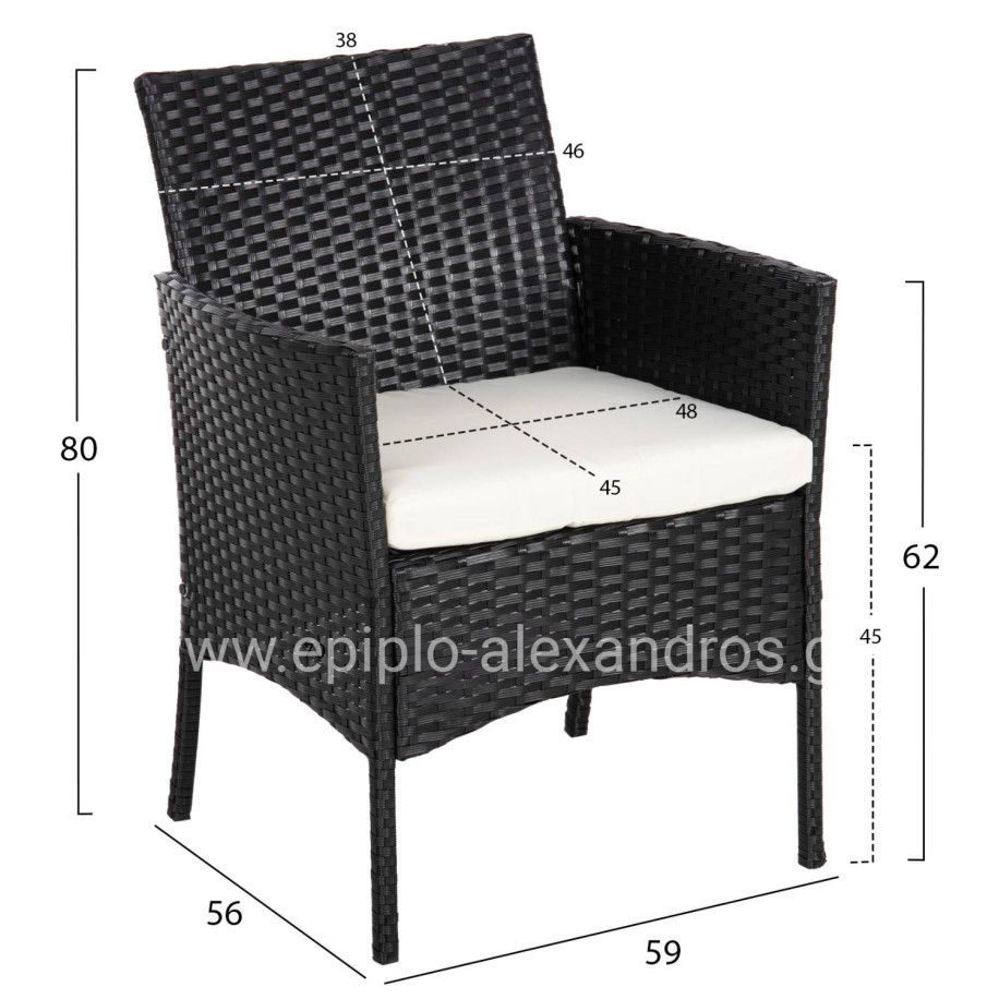 ΣΕΤ ΣΑΛΟΝΙ 4ΤΜΧ STASIA HM6089.04 ΣΥΝΘ.RATTAN ΜΑΥΡΟ-ΜΠΕΖ ΜΑΞΙΛΑΡΙΑ