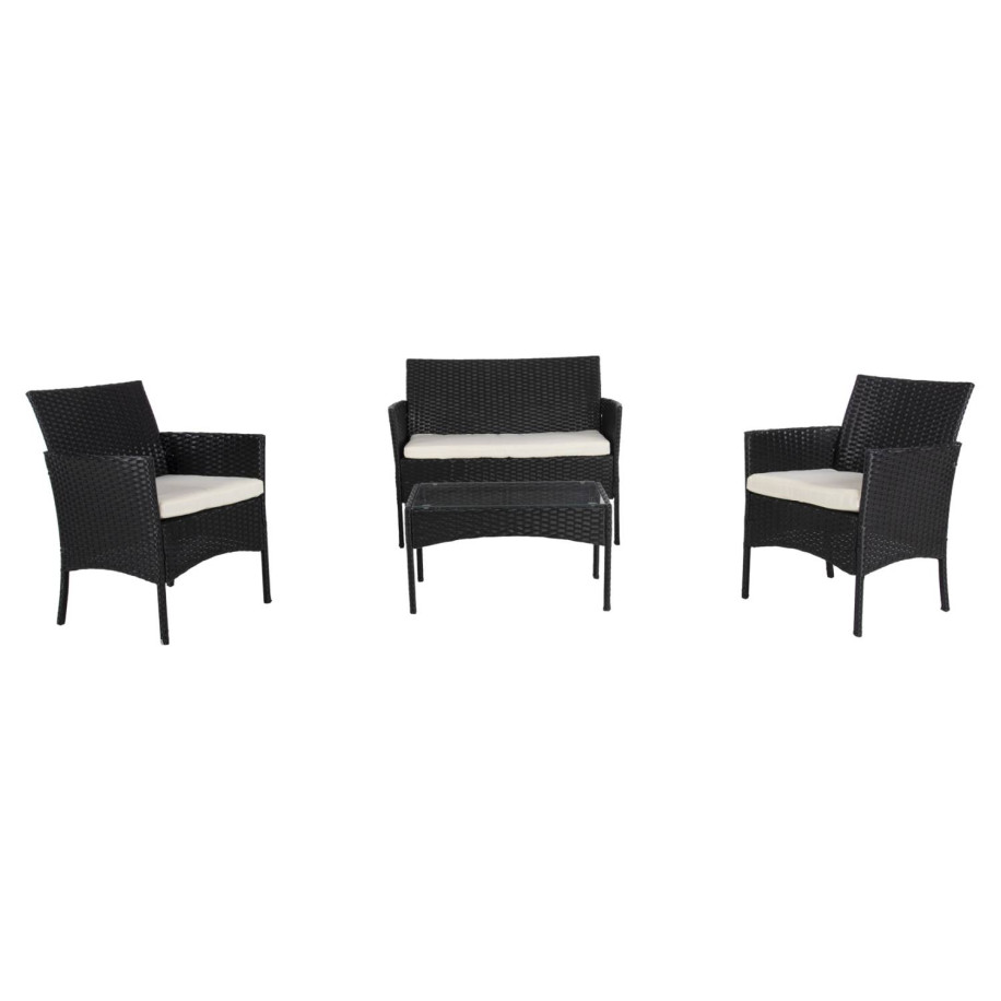 ΣΕΤ ΣΑΛΟΝΙ 4ΤΜΧ STASIA HM6089.04 ΣΥΝΘ.RATTAN ΜΑΥΡΟ-ΜΠΕΖ ΜΑΞΙΛΑΡΙΑ