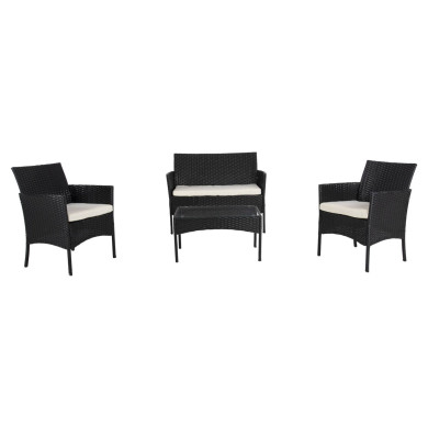 ΣΕΤ ΣΑΛΟΝΙ 4ΤΜΧ STASIA HM6089.04 ΣΥΝΘ.RATTAN ΜΑΥΡΟ-ΜΠΕΖ ΜΑΞΙΛΑΡΙΑ