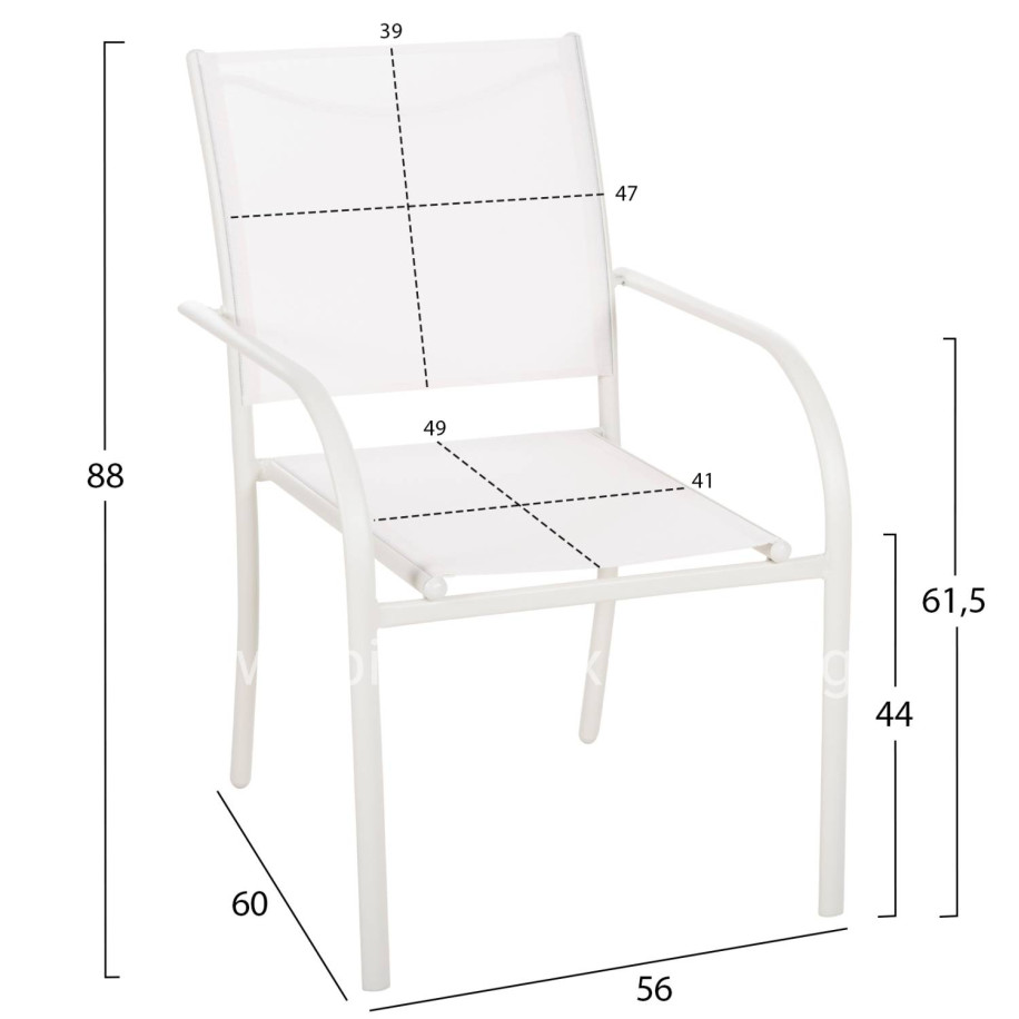 OUTDOOR ARMCHAIR REDAN HM5976.02 WHITE METAL-WHITE TEXTILENE 56x60x88Hcm.