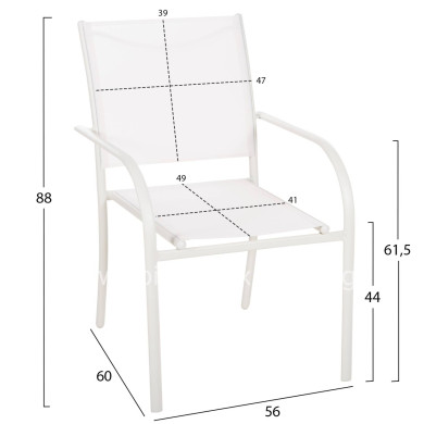 OUTDOOR ARMCHAIR REDAN HM5976.02 WHITE METAL-WHITE TEXTILENE 56x60x88Hcm.