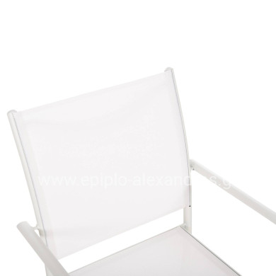 OUTDOOR ARMCHAIR REDAN HM5976.02 WHITE METAL-WHITE TEXTILENE 56x60x88Hcm.