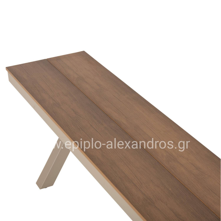 ΠΑΓΚΑΚΙ ΑΛΟΥΜΙΝΙΟΥ TAWNEE HM6040.04 ΣΑΜΠΑΝΙ-POLYWOOD ΚΑΘΙΣΜΑ ΦΥΣΙΚΟ 220x36x44,5Υεκ.
