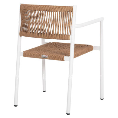 ALUMINUM ARMCHAIR STER HM5786.11 WHITE-SYNTHETIC RATTAN IN BEIGE 55,5x53x78Hcm.
