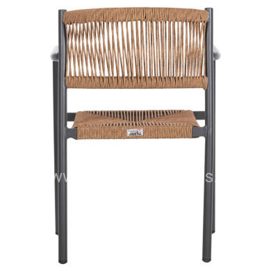 ALUMINUM ARMCHAIR STER HM5786.12 ANTHRACITE-SYNTHETIC RATTAN IN BEIGE 55,5x53x78Hcm.