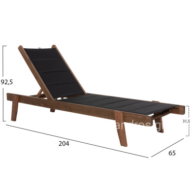 ΞΑΠΛΩΣΤΡΑ MILOS HM10685.03 ΞΥΛΟ ΟΞΙΑΣ ΣΕ ΚΑΡΥΔΙ-ΜΑΥΡΟ TEXTILENE 204x65x31,5-92,5Υεκ.