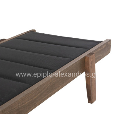 ΞΑΠΛΩΣΤΡΑ MILOS HM10685.03 ΞΥΛΟ ΟΞΙΑΣ ΣΕ ΚΑΡΥΔΙ-ΜΑΥΡΟ TEXTILENE 204x65x31,5-92,5Υεκ.