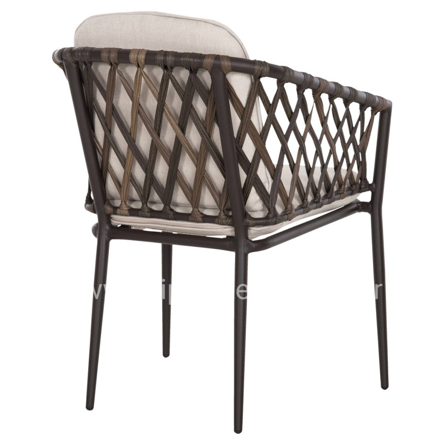 ALUMINUM ARMCHAIR BOLLY HM6080 BROWN FRAME-SYNTHETIC RATTAN IN BROWN-BEIGE CUSHIONS 58,5x67x86Hcm.