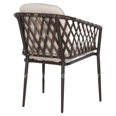 ALUMINUM ARMCHAIR BOLLY HM6080 BROWN FRAME-SYNTHETIC RATTAN IN BROWN-BEIGE CUSHIONS 58,5x67x86Hcm.