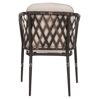 ALUMINUM ARMCHAIR BOLLY HM6080 BROWN FRAME-SYNTHETIC RATTAN IN BROWN-BEIGE CUSHIONS 58,5x67x86Hcm.