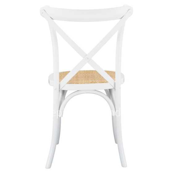 Wooden chair Owen Stackable from beech wood in white color with crossed back HM8575.14 48x53x90 cm