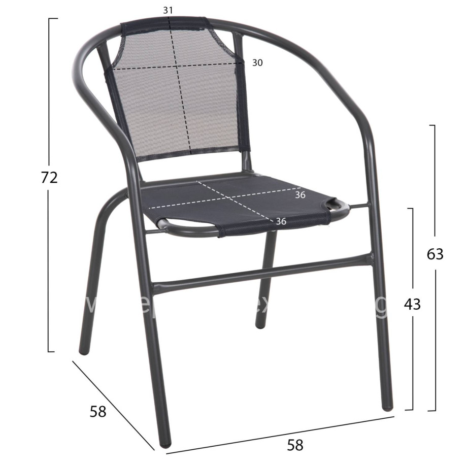 ARMCHAIR OUTDOOR LEDAN HM5977.01 METAL & TEXTILENE IN GREY 55x58x72Hcm.