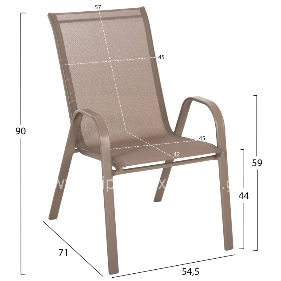 OUTDOOR ARMCHAIR LEON HM5000.04 CHAMPAGNE METAL FRAME-CHAMPAGNE TEXTILENE 54x70x93Hcm.
