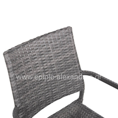 ARMCHAIR OUTDOOR MORNER HM6074.02 METAL-GREY WICKER 55x58x87H.