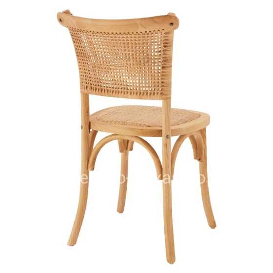 Wooden chair with rattan in natural shade HM8752.01 49x54x89cm