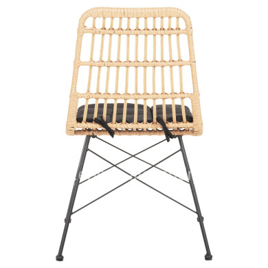 CHAIR OUTDOOR ALLEGRA HM5451.11 METAL & CUSHION BLACK- WICKER BEIGE 52x51.5x83.5Hcm.