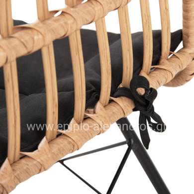 CHAIR OUTDOOR ALLEGRA HM5451.11 METAL & CUSHION BLACK- WICKER BEIGE 52x51.5x83.5Hcm.