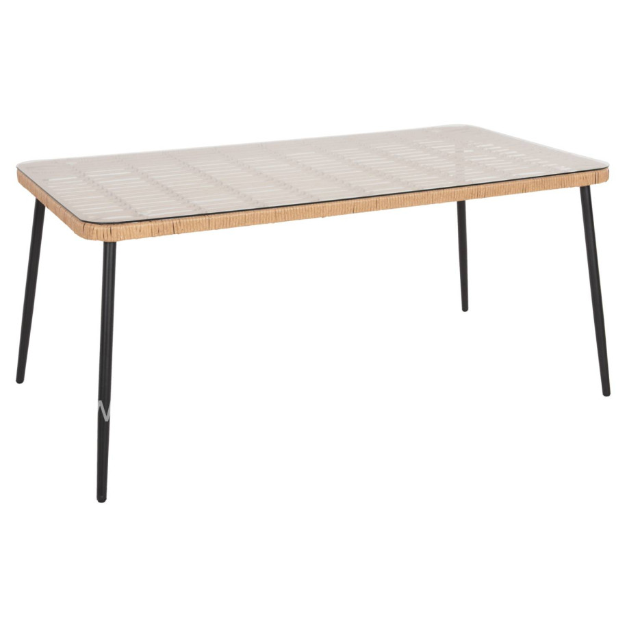 ΤΡΑΠΕΖΙ ΟΡΘΟΓΩΝΙΟ ALLEGRA HM5538.11 ΜΕΤΑΛ.ΜΑΥΡΟ-P.E. RATTAN ΦΥΣΙΚΟ 159,5x89,5x72Υεκ.