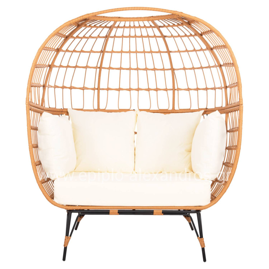 ARMCHAIR FOR TWO NEST TYPE RATTAN MIAMI HM5870.11 132.5x90x154H cm.